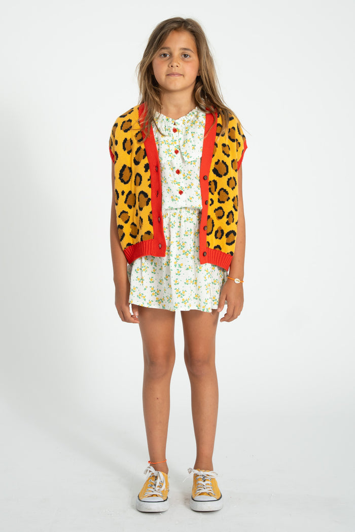 short skirt | ecru w/ yellow flowers allover