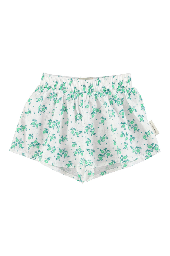 shorts | ecru w/ green flowers allover