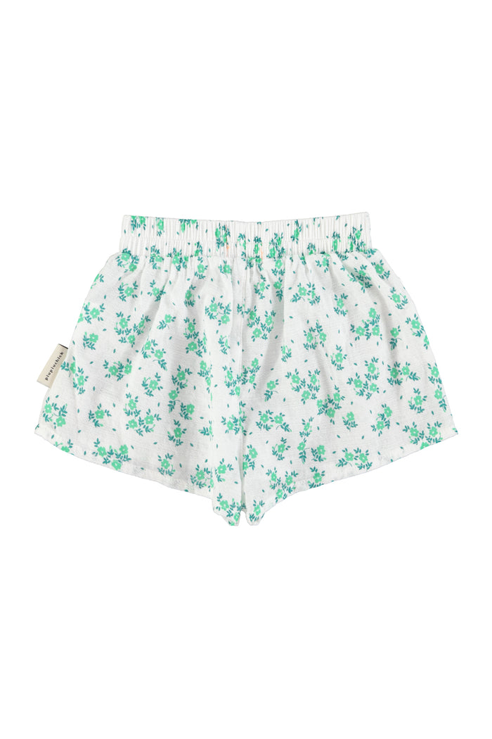 shorts | ecru w/ green flowers allover