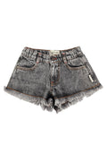 shorts w/ fringes | washed black denim