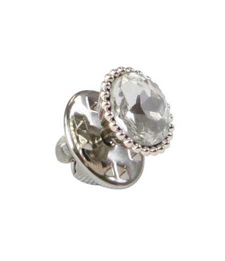 Silver Beaded Tie Tack - Diamond