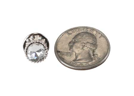 Silver Beaded Tie Tack - Diamond