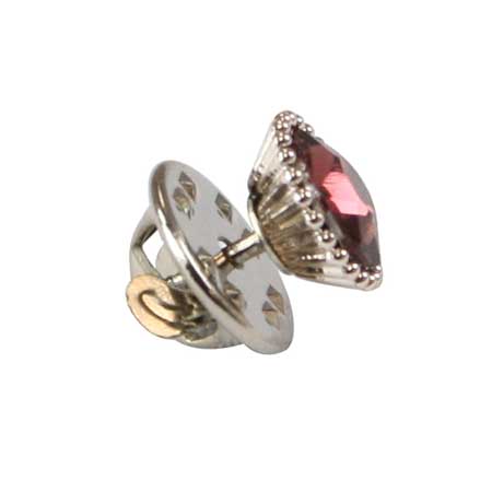 Silver Beaded Tie Tack - Garnet