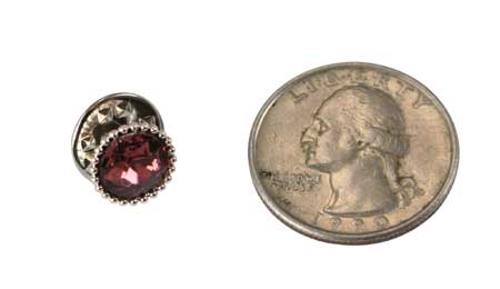 Silver Beaded Tie Tack - Garnet