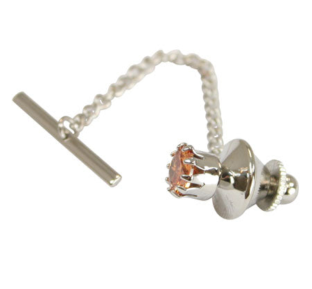 Silver Chain and Bar Tie Tack - Champagne
