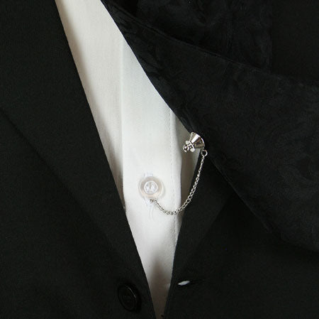 Silver Chain and Bar Tie Tack - Peridot