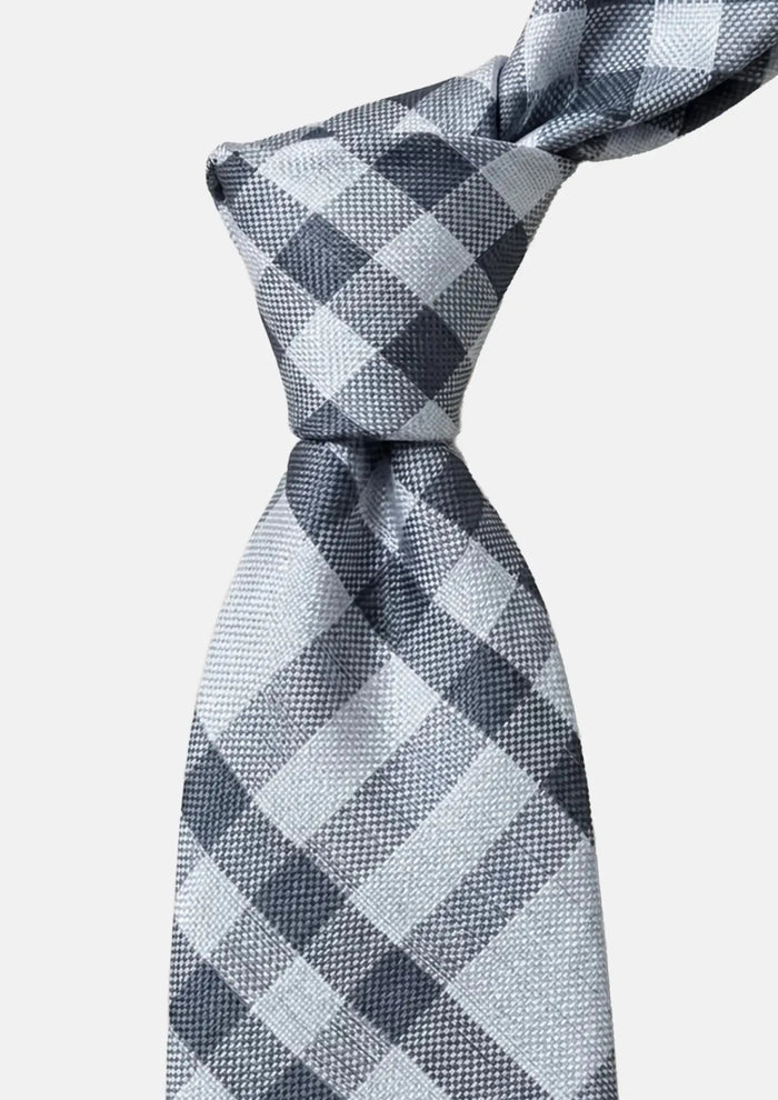 Silver Grey Plaid Tie - SARTORO