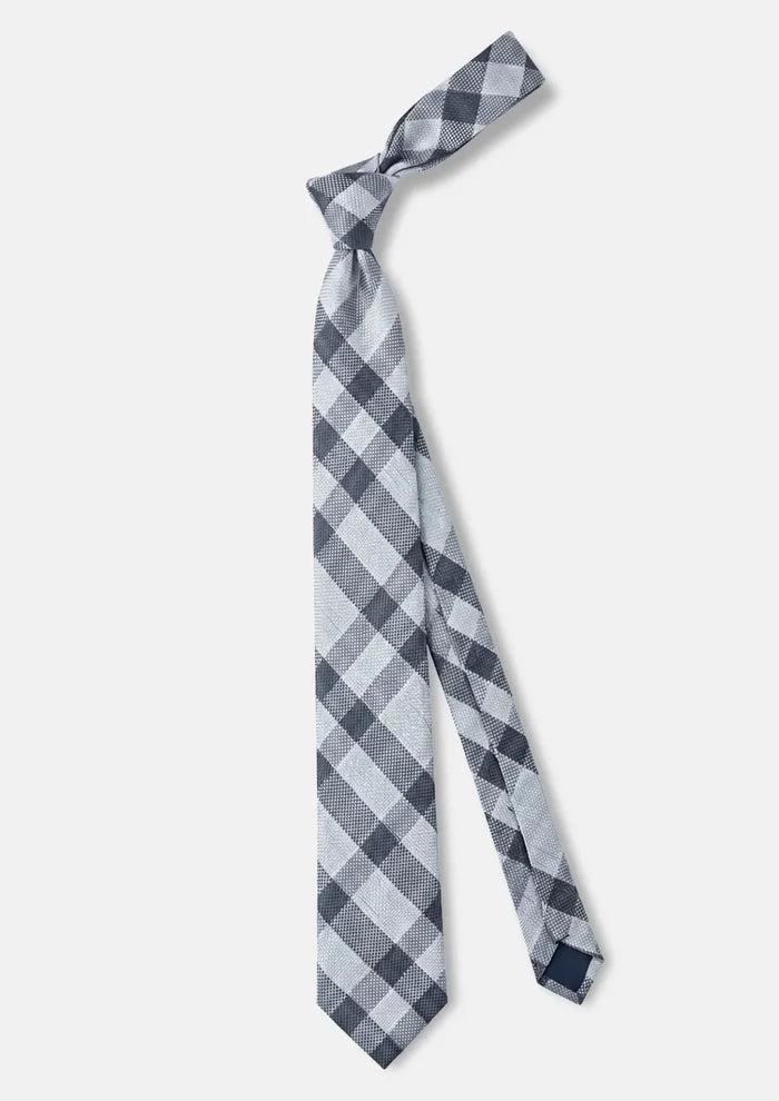 Silver Grey Plaid Tie - SARTORO