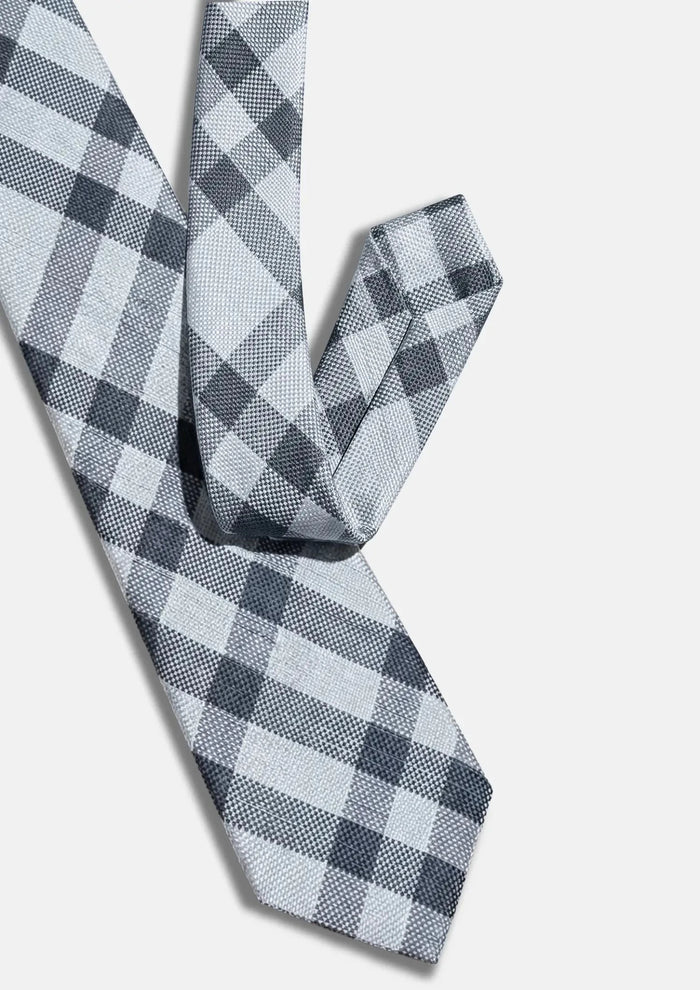 Silver Grey Plaid Tie - SARTORO