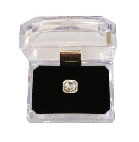 Silver Square Tie Tack - Diamond