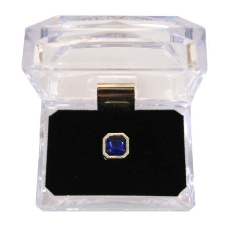 Silver Square Tie Tack - Sapphire