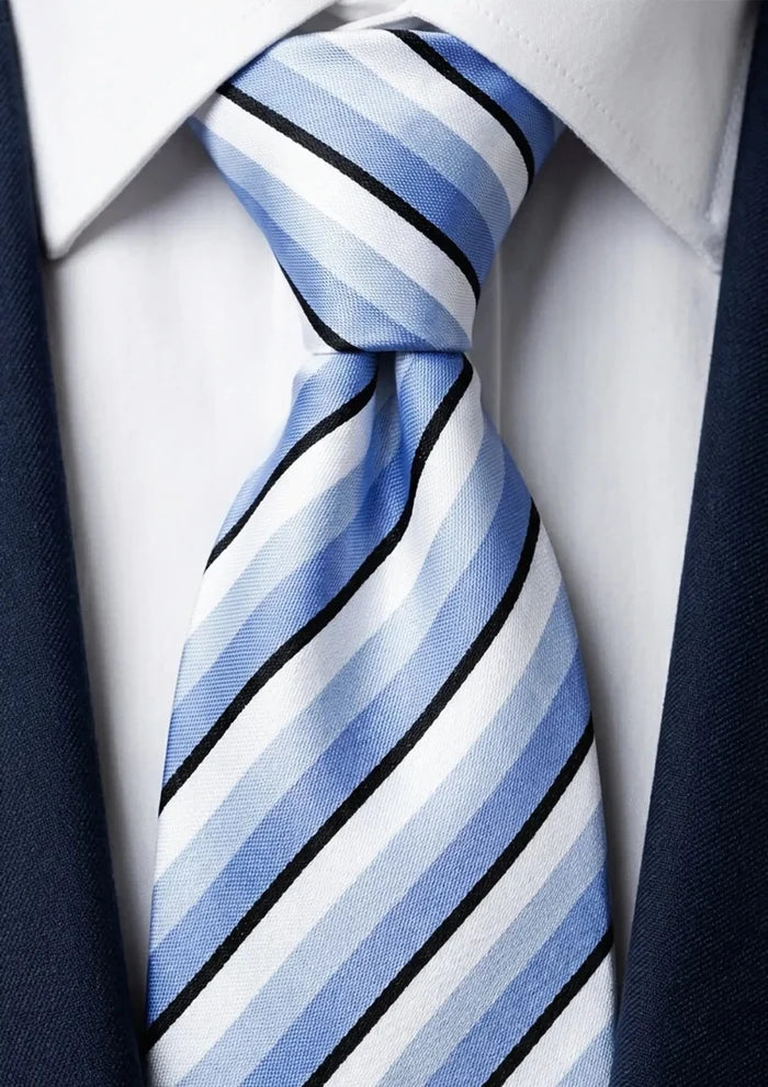 Sky Blue Triple Stripe Tie - SARTORO