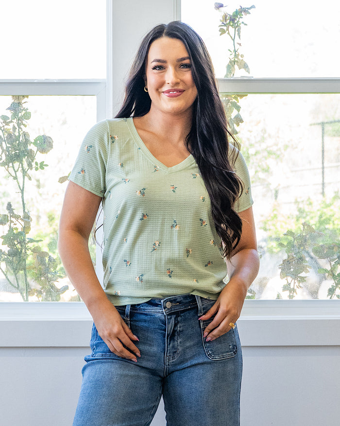 Skylar Textured Knit Floral Top - Color Options Available! PS Kate Sage