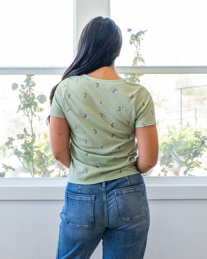 Skylar Textured Knit Floral Top - Sage PS Kate