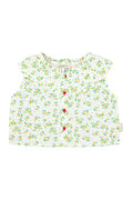 sleeveless blouse w/ collar | ecru w/ yellow flowers allover