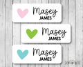 Small Heart Name Labels . Personalized Belonging Labels - Scrap Bits