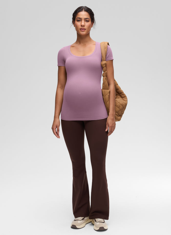 CRZ YOGA Women's Softembrace Maternity Casual U Neck Short Sleeve Light Lavender