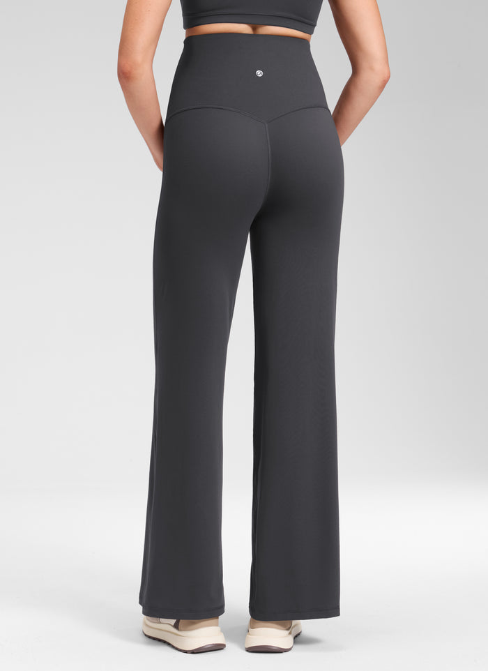 CRZ YOGA Women's Softretch Maternity No Front Seam Wide Leg Pant 30'' Mysterious Grey