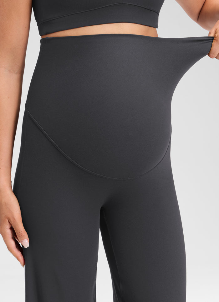 CRZ YOGA Women's Softretch Maternity No Front Seam Wide Leg Pant 30'' Mysterious Grey