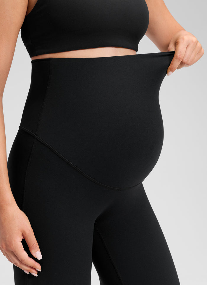 CRZ YOGA Women's Softretch Maternity No Front Seam Wide Leg Pant 30'' Black