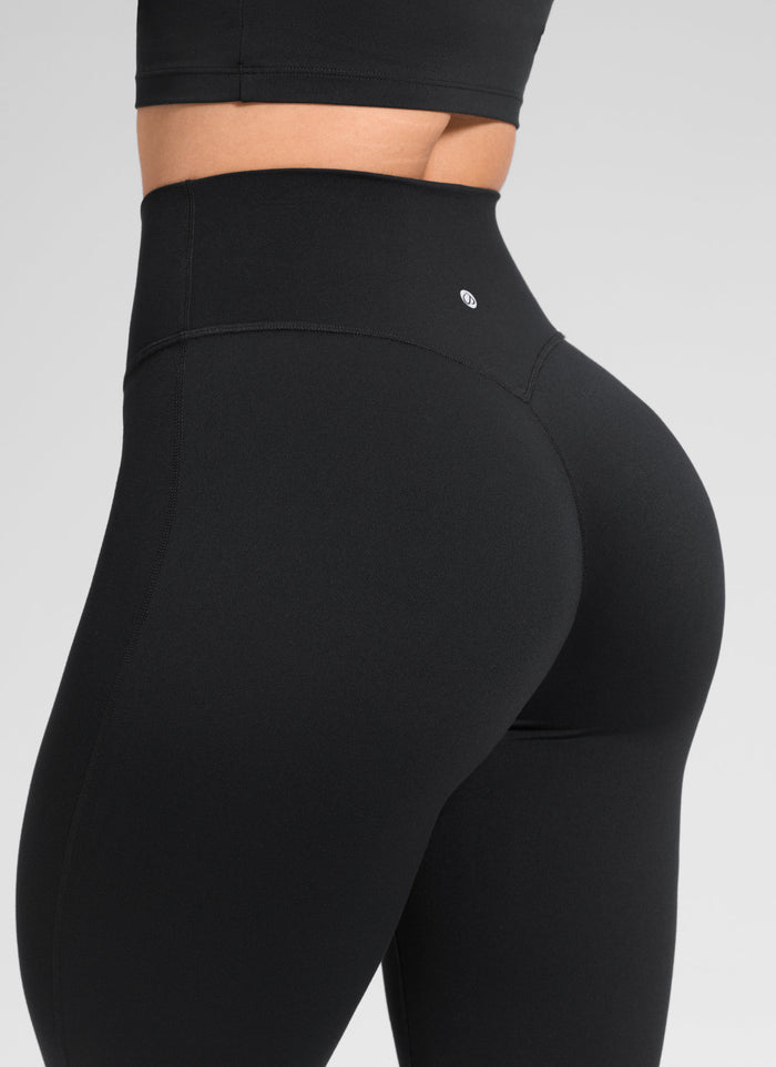 CRZ YOGA Women's Softretch High Rise No Front Seam Flare Legging 33" Black