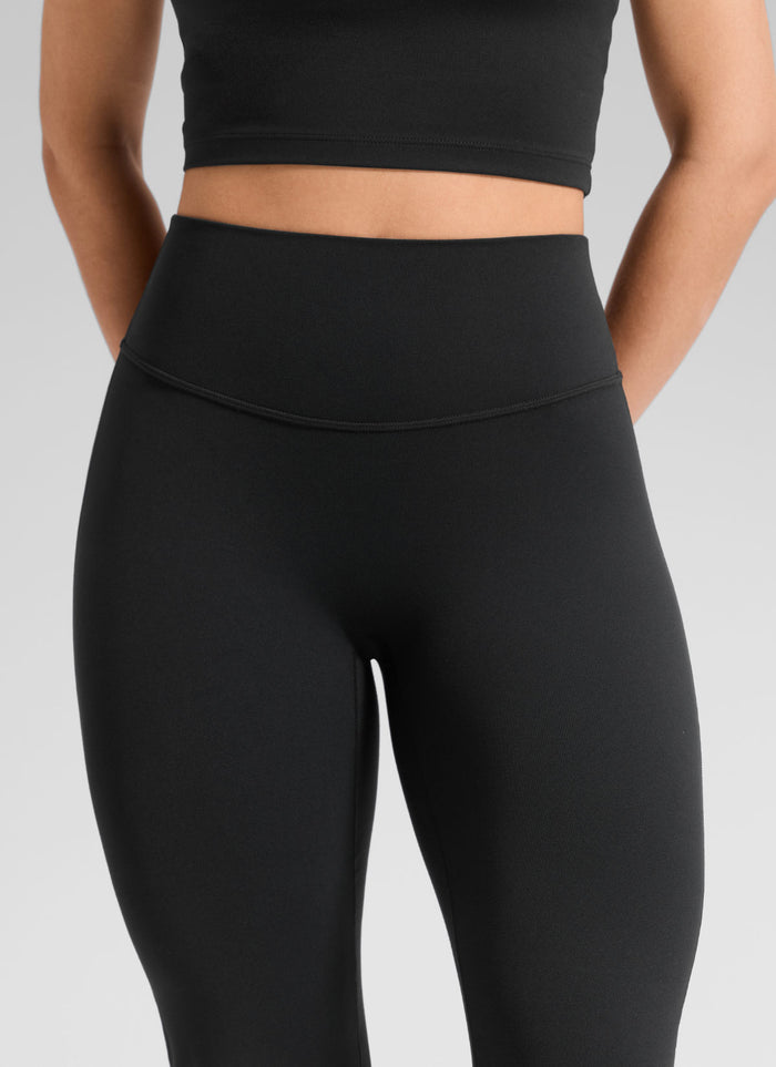 CRZ YOGA Women's Softretch High Rise No Front Seam Flare Legging 33" Black