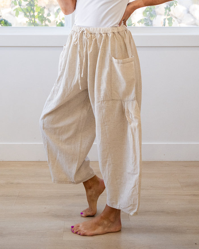 Sonya Wide Leg Linen Pants - Natural Cotierra