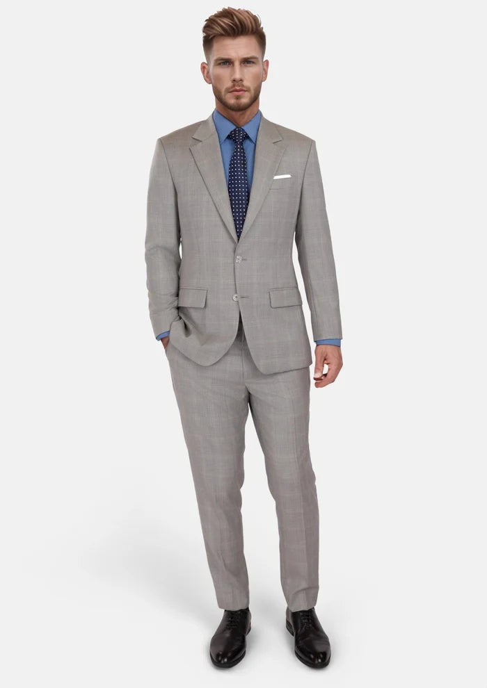 Spanish Grey Checked Astor Suit - SARTORO