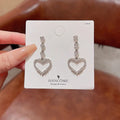 Sparkling Rhinestone Love Heart Earrings fashionnsio