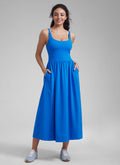 CRZ YOGA Women's Square Neck Pocket Sleeveless Maxi Padded Dress Sparkle Blue