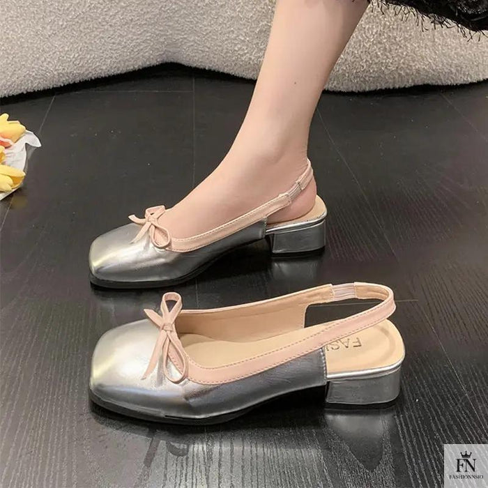 Square Toe Bow Flat Sandals - Fashionnsio