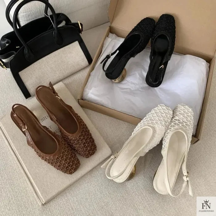 Square Toe Lace Flat Sandals - Fashionnsio