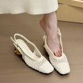 Square Toe Lace Flat Sandals - Fashionnsio