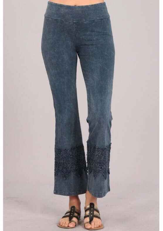 Stand Out Cropped Flare Pants with Crochet Detail for Unique Style Made in USA