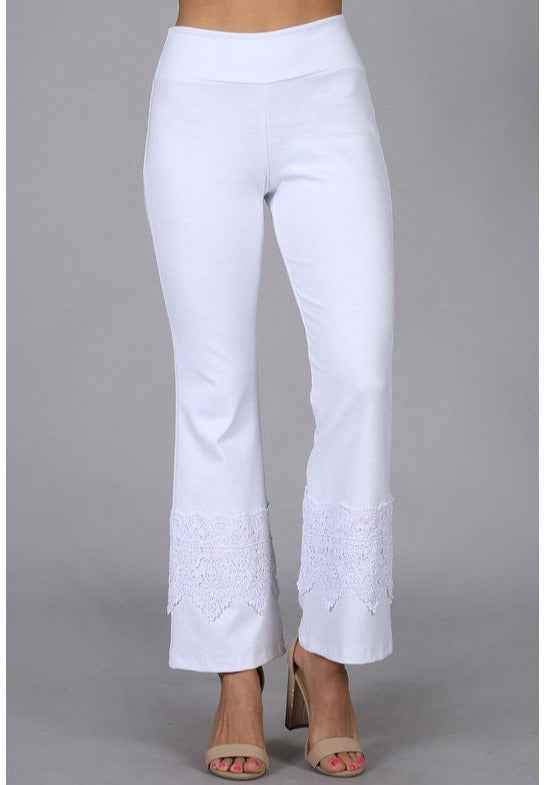 Stand Out Cropped Flare Pants with Crochet Detail for Unique Style Made in USA