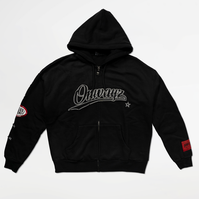 Star Zip Hoodie - Black