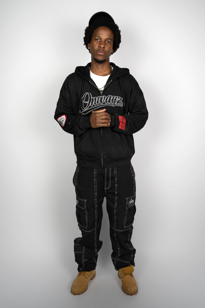 Star Zip Hoodie - Black