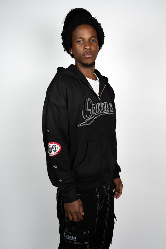 Star Zip Hoodie - Black