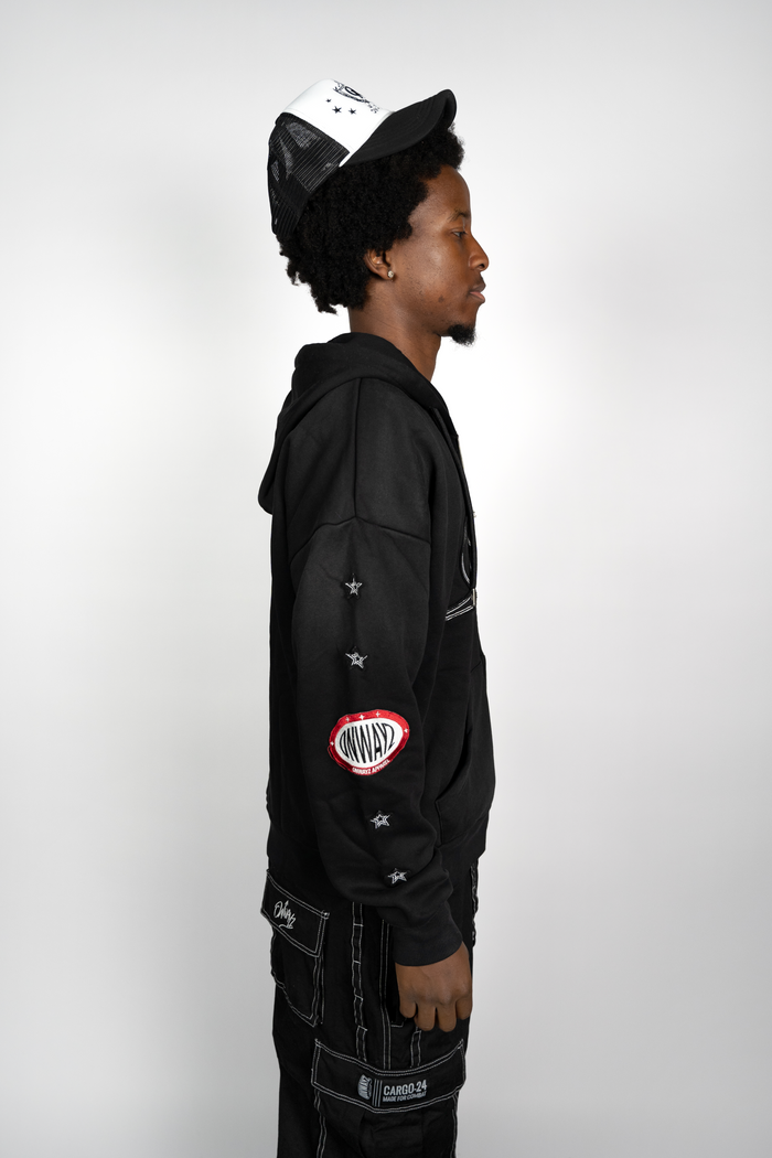 Star Zip Hoodie - Black