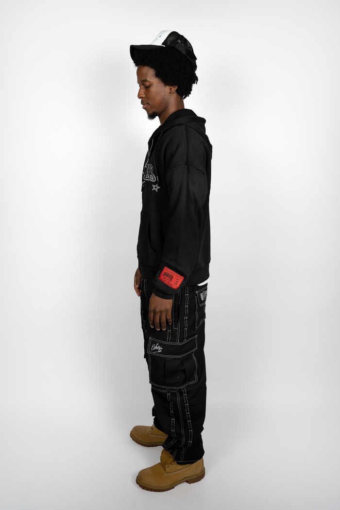 Star Zip Hoodie - Black