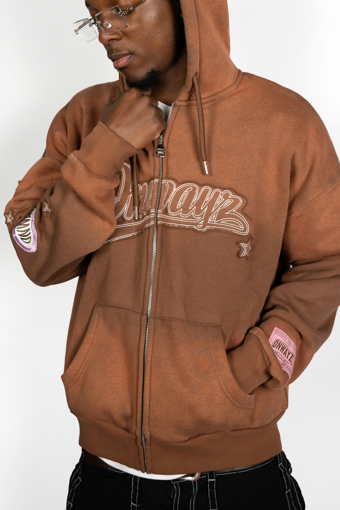 Star Zip Hoodie - Brown