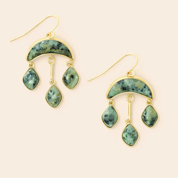 Stone Crescent Drop Earring