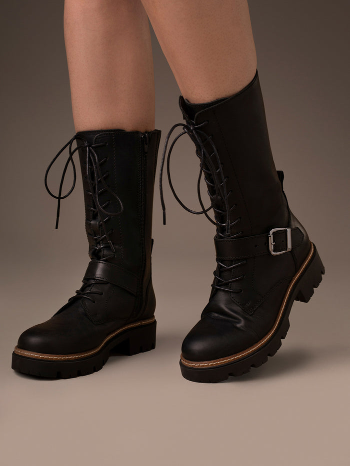 Strap Detail Mid Calf Boot