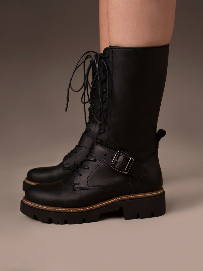 Strap Detail Mid Calf Boot