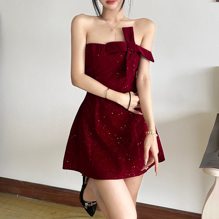 Strapless Mini Bow Dress - Fashionnsio