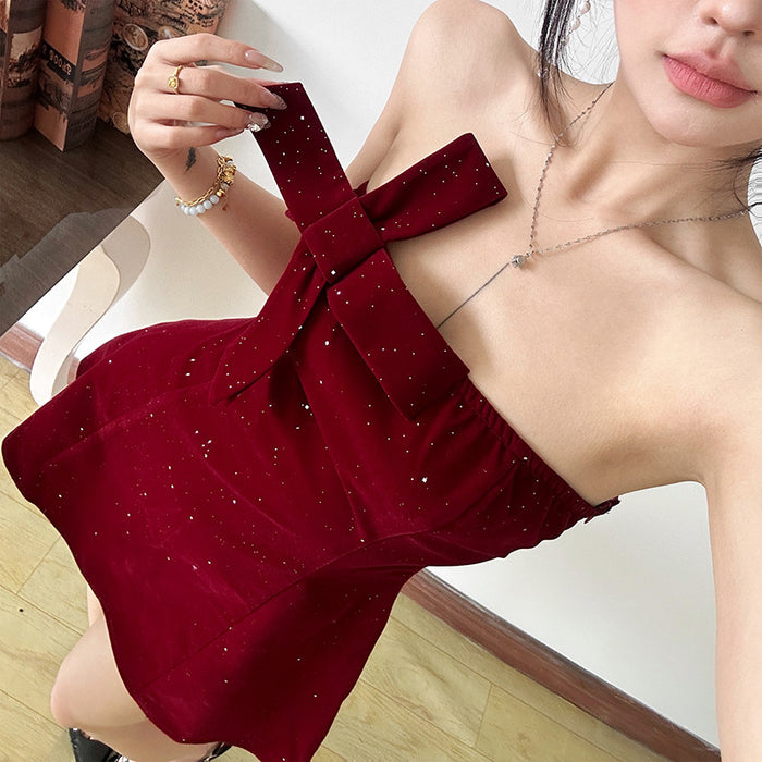 Strapless Mini Bow Dress - Fashionnsio
