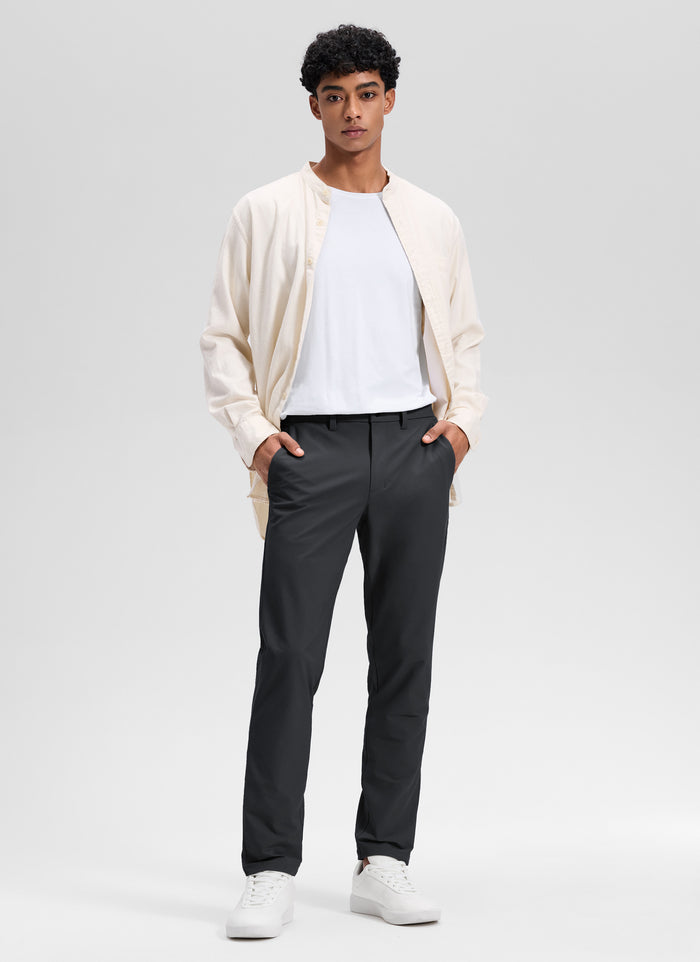 CRZ YOGA Man's Stretch Cotton Golf Mid Rise Pocket Chino Pant 30" Ink Gray