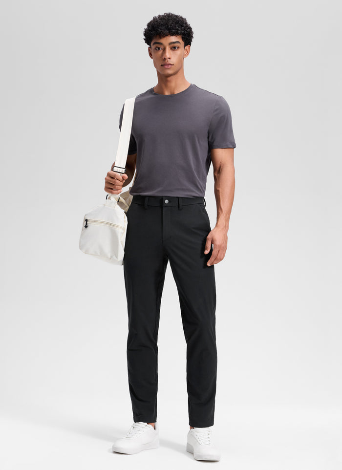 CRZ YOGA Man's Stretch Cotton Golf Mid Rise Pocket Chino Pant 30" Black