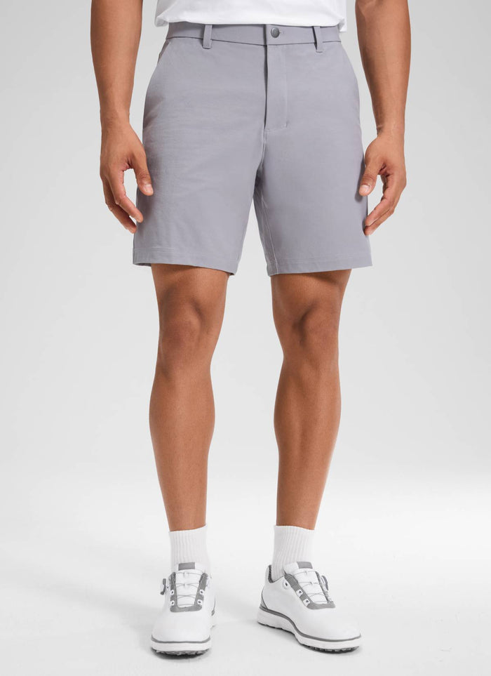 CRZ YOGA Men's Stretch Cotton Golf Mid Rise Pocket Chino Shorts 7" Gull Gray