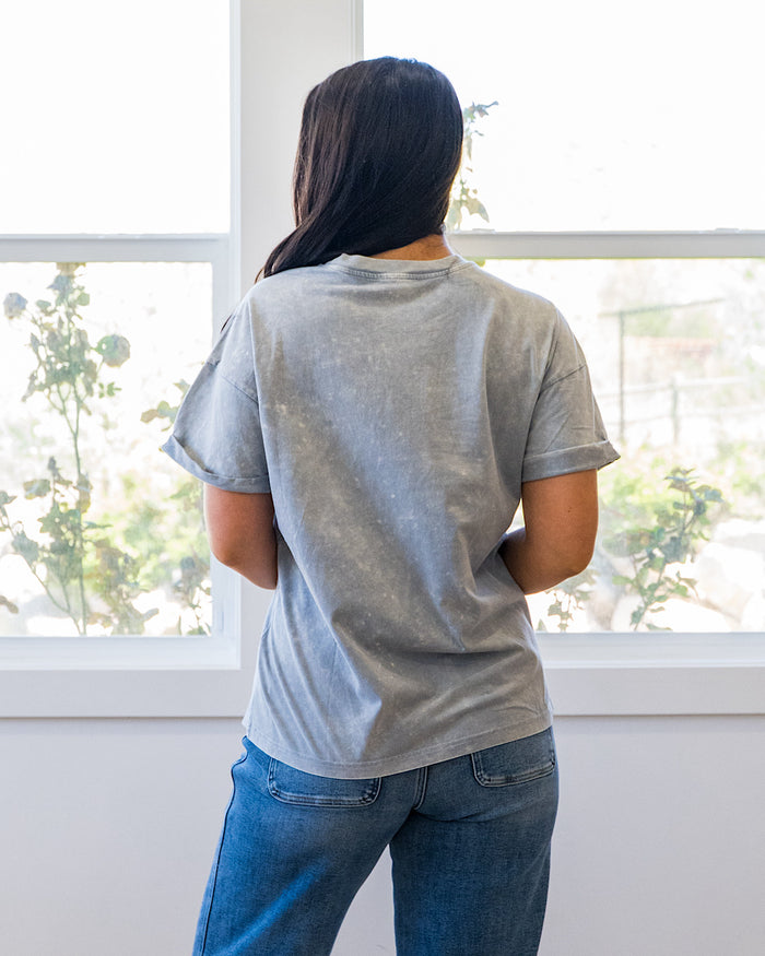 Striped Cheetah Gray Denim Tee Zutter